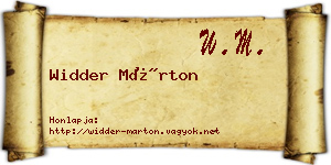 Widder Márton névjegykártya
