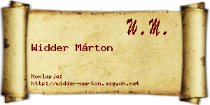 Widder Márton névjegykártya